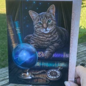 Cat Fortune Teller Greeting Card Lisa Parker UK Artist blank inside Kitty